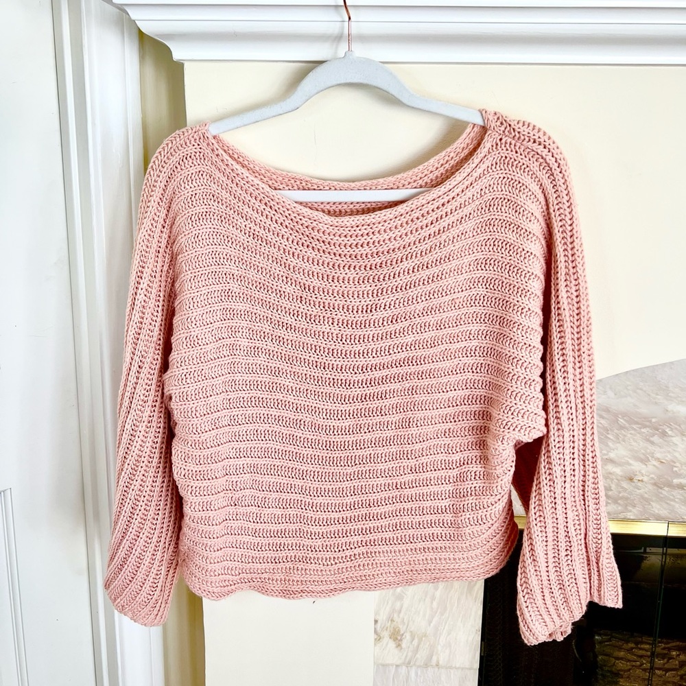 Sexy Pink Off-the-Shoulder Sweater — M